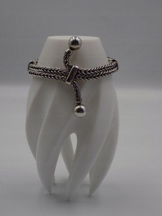 Piękna, stara, damska, srebrna bransoletka - KULKI - lisi ogon - srebro 925