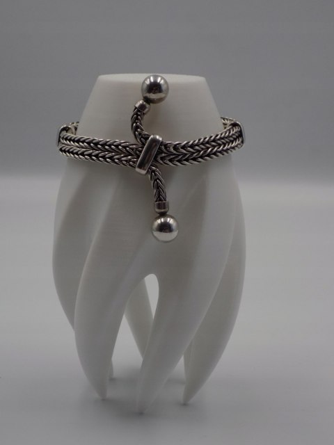 Piękna, stara, damska, srebrna bransoletka - KULKI - lisi ogon - srebro 925