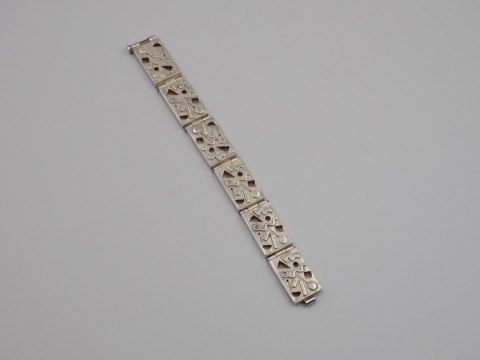 Piękna, stara, damska, srebrna bransoletka WZORKI, PROSTOKĄTY - srebro 925