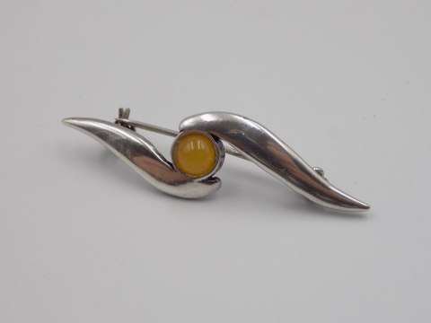 Piękna, stara, damska, srebrna broszka - BURSZTYN srebro VINTAGE biżuteria