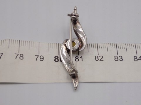 Piękna, stara, damska, srebrna broszka - BURSZTYN srebro VINTAGE biżuteria