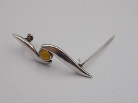 Piękna, stara, damska, srebrna broszka - BURSZTYN srebro VINTAGE biżuteria