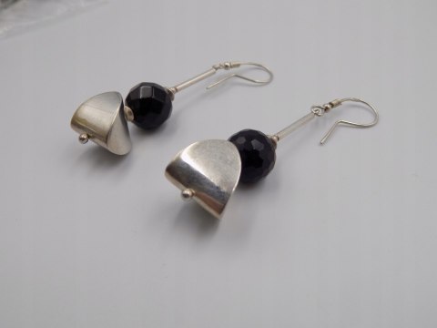 Piękne, stare, damskie, srebrne, długie kolczyki-srebro - VINTAGE biżuteria