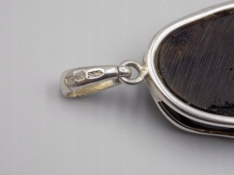 Piękny, damski srebrny wisiorek / zawieszka - BURSZTYN - srebro 925