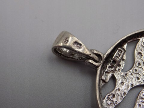 Piękny, damski, srebrny, wisiorek / zawieszka KOŁO - srebro 925 - biżuteria