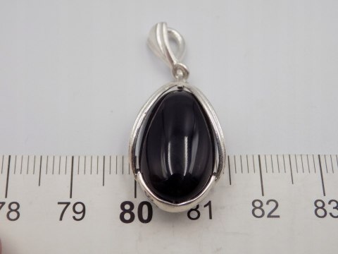Piękny, damski, srebrny wisiorek / zawieszka ONYKS - srebro - biżuteria
