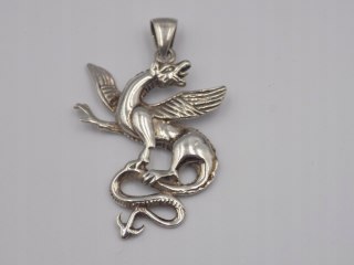 Piękny, damski srebrny wisiorek, zawieszka SMOK - srebro 925 - w: 8,82 g.