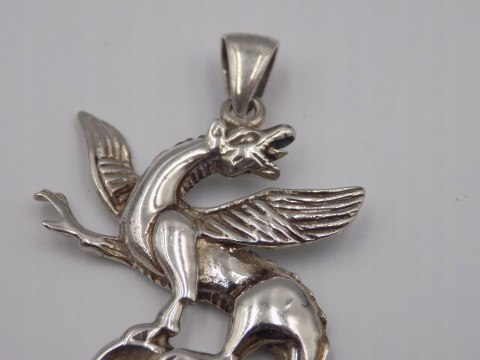 Piękny, damski srebrny wisiorek, zawieszka SMOK - srebro 925 - w: 8,82 g.