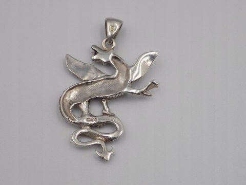 Piękny, damski srebrny wisiorek, zawieszka SMOK - srebro 925 - w: 8,82 g.