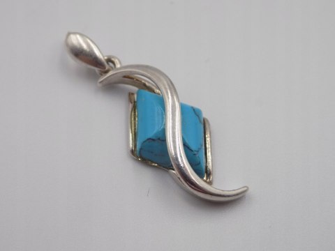 Piękny, damski, srebrny wisiorek / zawieszka TURKUS srebro - biżuteria