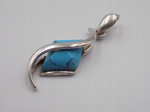 Piękny, damski, srebrny wisiorek / zawieszka TURKUS srebro - biżuteria