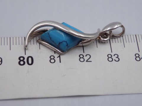 Piękny, damski, srebrny wisiorek / zawieszka TURKUS srebro - biżuteria