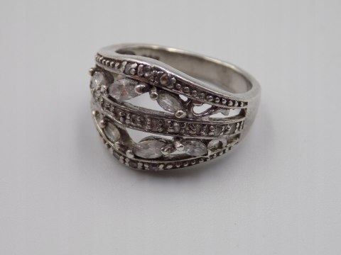 Piękny, srebrny, damski pierścionek CYRKONIE -roz. 14/15 - srebro biżuteria