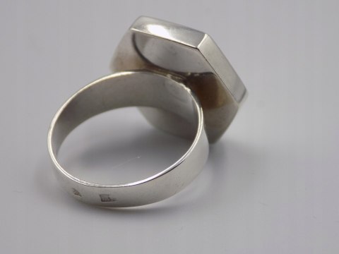 Piękny, stary, damski, srebrny pierścionek SZEŚCIOKĄT srebro 925 roz. 18