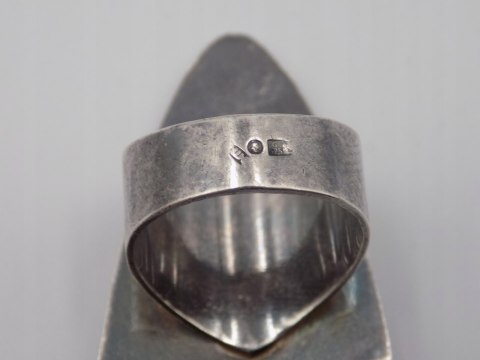 Piękny, stary, damski, srebrny pierścionek z bursztynem, srebro 925 roz. 18