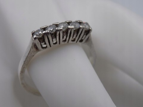 Piękny, stary, damski, srebrny pierścionek z cyrkoniami srebro 925 roz. 16