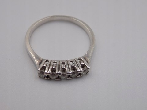 Piękny, stary, damski, srebrny pierścionek z cyrkoniami srebro 925 roz. 16