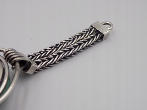 Stara, srebrna, damska, bransoletka - malachit - srebro 925, w: 63,94 g.