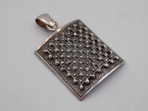 Stary, damski, srebrny wisiorek / zawieszka KRATKA - srebro 925 - biżuteria