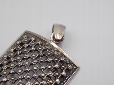 Stary, damski, srebrny wisiorek / zawieszka KRATKA - srebro 925 - biżuteria