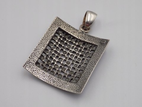 Stary, damski, srebrny wisiorek / zawieszka KRATKA - srebro 925 - biżuteria