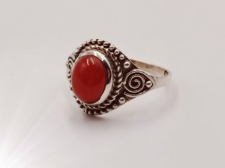 Piękny srebrny damski pierścionek KABOSZON KARNEOL r.16 VINTAGE biżuteria