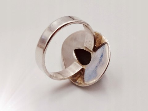 Piękny srebrny damski pierścionek KABOSZON MALACHIT r.16 VINTAGE biżuteria