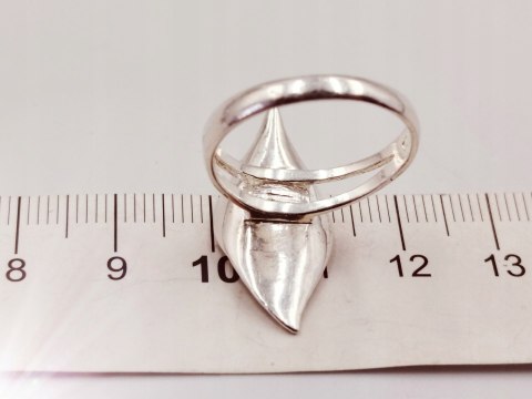 Piękny srebrny damski pierścionek LIŚĆ+PERŁA r.18/19 biżuteria VINTAGE
