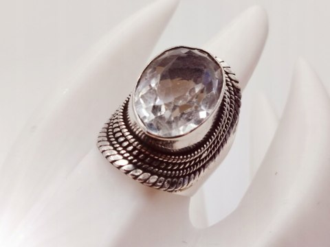 Srebrny damski pierścionek KRYSZTAŁ GÓRSKI r.16/17 srebro VINTAGE handmade