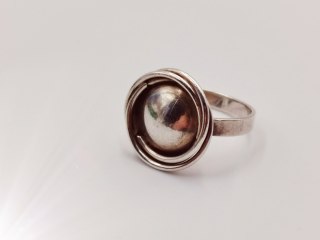 Piękny autorski stary damski srebrny pierścionek r.12 KOŁO DRUCIKI VINTAGE