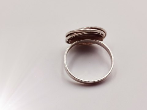 Piękny autorski stary damski srebrny pierścionek r.12 KOŁO DRUCIKI VINTAGE