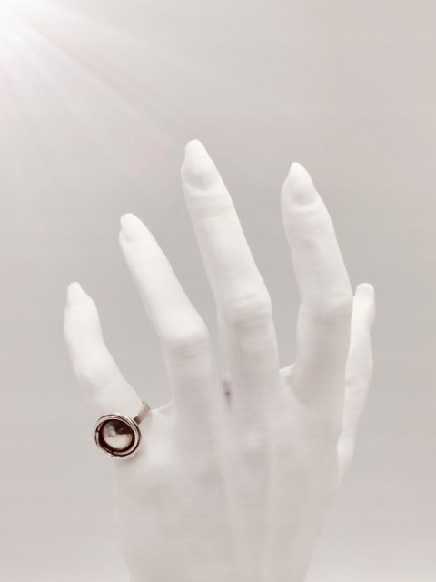 Piękny autorski stary damski srebrny pierścionek r.12 KOŁO DRUCIKI VINTAGE