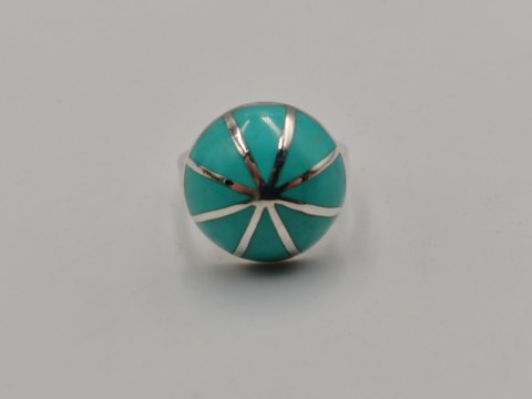 Piękny srebrny damski pierścionek KOPUŁKA TURKUS r.15/16 VINTAGE biżuteria