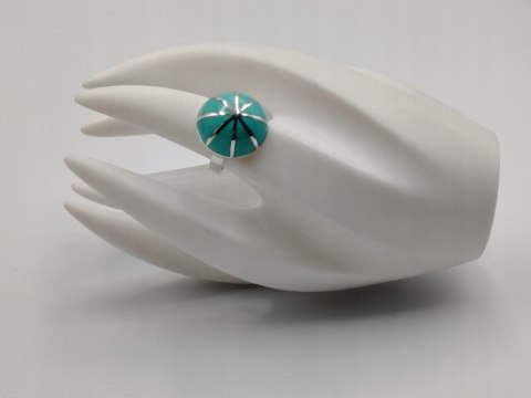 Piękny srebrny damski pierścionek KOPUŁKA TURKUS r.15/16 VINTAGE biżuteria