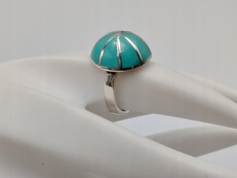 Piękny srebrny damski pierścionek KOPUŁKA TURKUS r.15/16 VINTAGE biżuteria