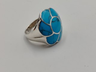 Piękny srebrny damski pierścionek KWIAT TURKUS r.12/13 VINTAGE biżuteria