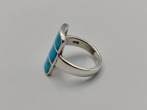 Piękny srebrny damski pierścionek TURKUS r.15/16 VINTAGE biżuteria RETRO