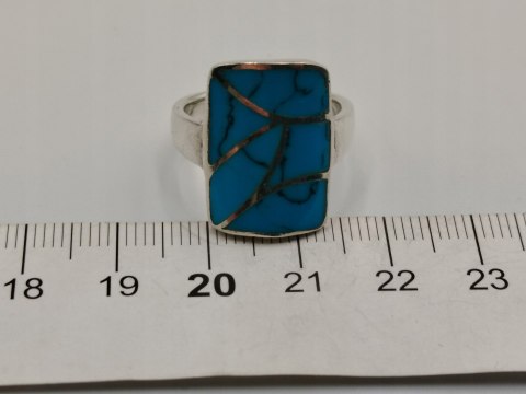 Piękny srebrny damski pierścionek TURKUS r.15/16 VINTAGE biżuteria RETRO