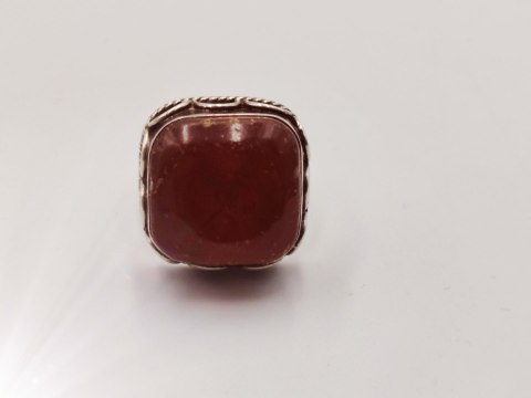 Piękny stary srebrny damski pierścionek BURSZTYN r.12 biżuteria VINTAGE